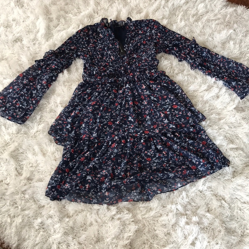 NEW Walter Baker Navy Floral Layered Dress Size 2